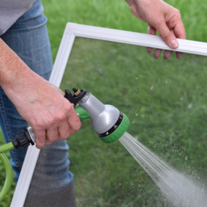 Clean your window screens to increase their lifespan. Simple cleaning process only requires water and a cloth.